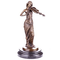 Hegedűn játszó nő - bronz szobor képe